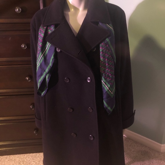 Mallia navy wool blend pea coat Size 16 - Picture 8 of 16